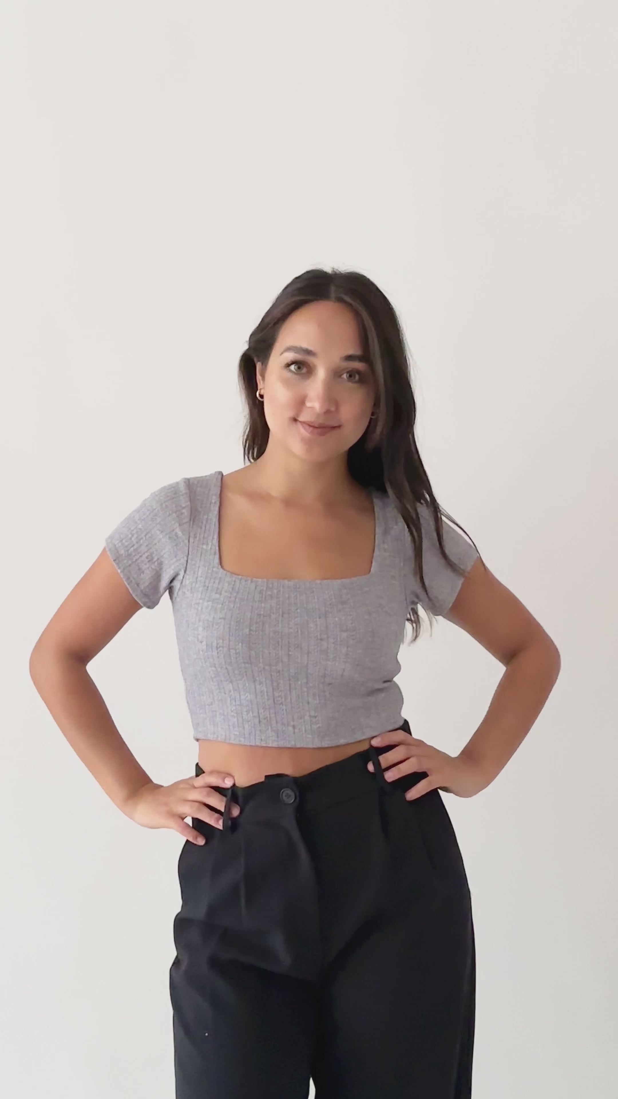 Smash + Tess Under It All Square Neck Crop (Cable) in Mid Heather Grey