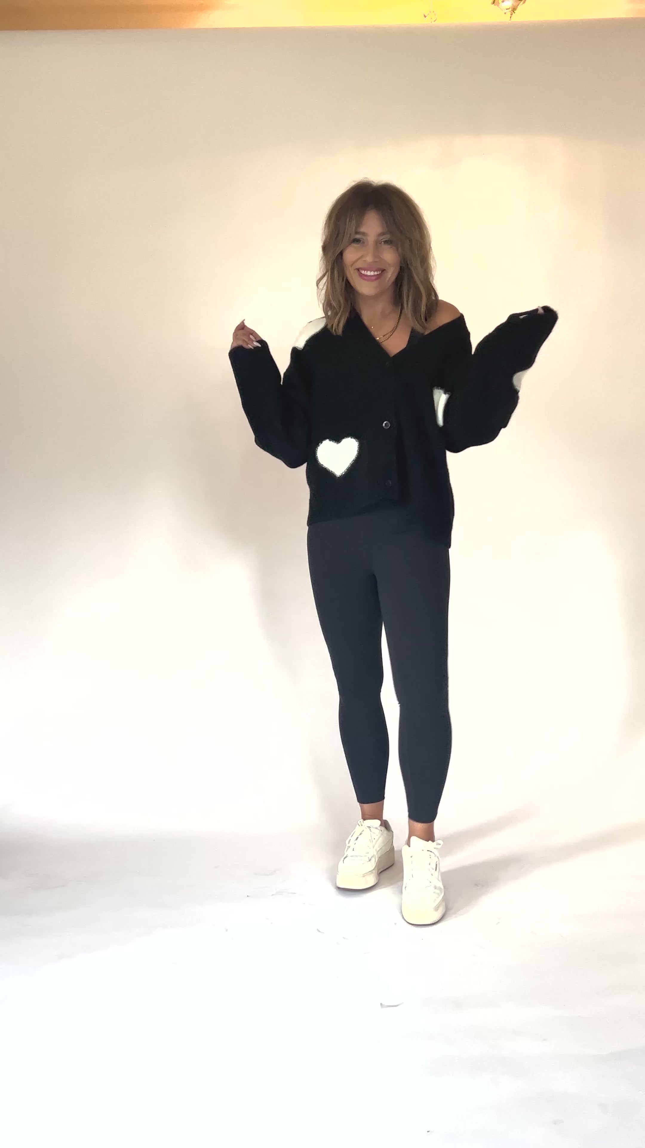 Eloise Heart Cardigan in Black Combo – Smash + Tess