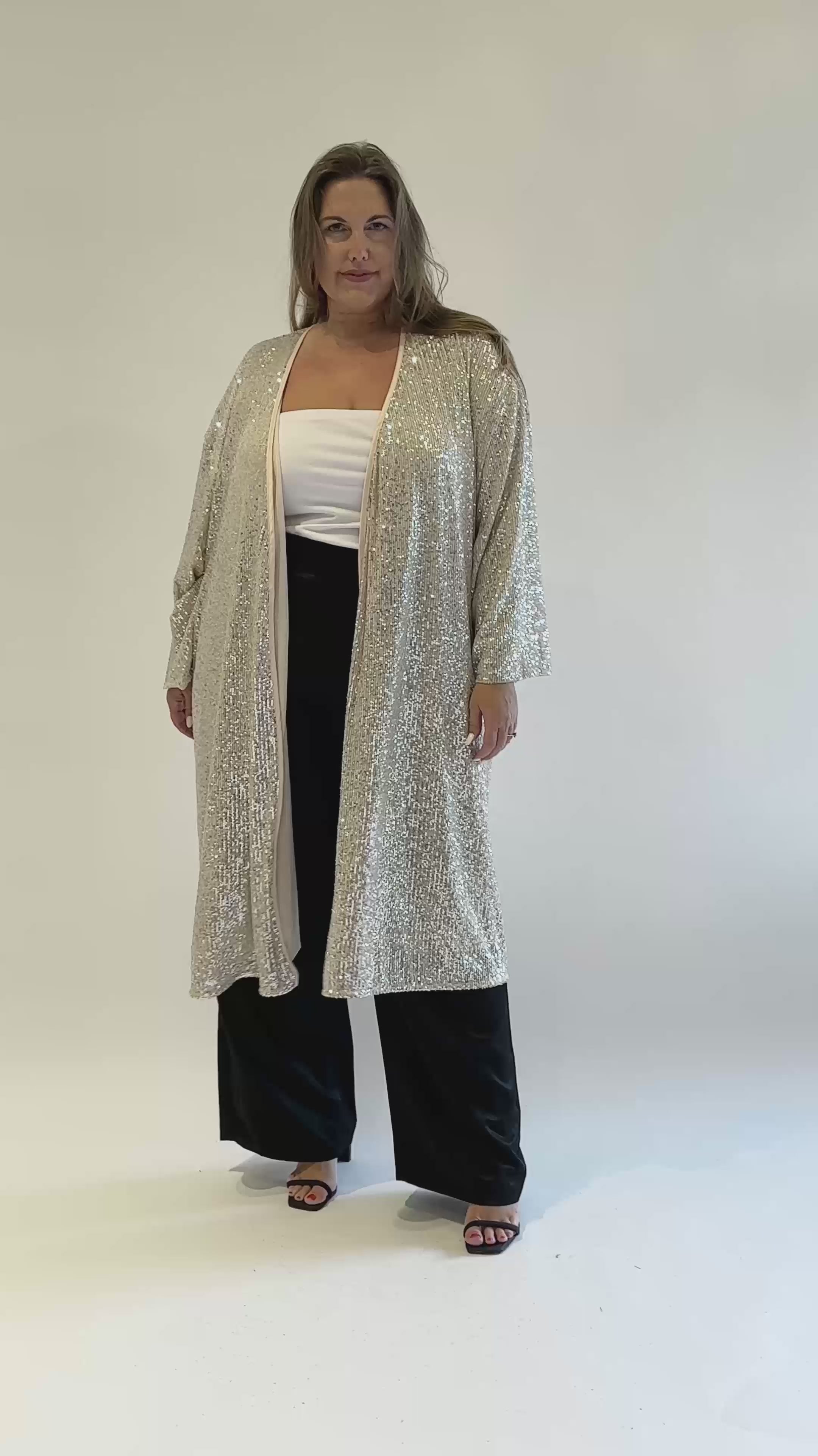 Smash + Tess Liv Sequin Duster in Silver Sparkle