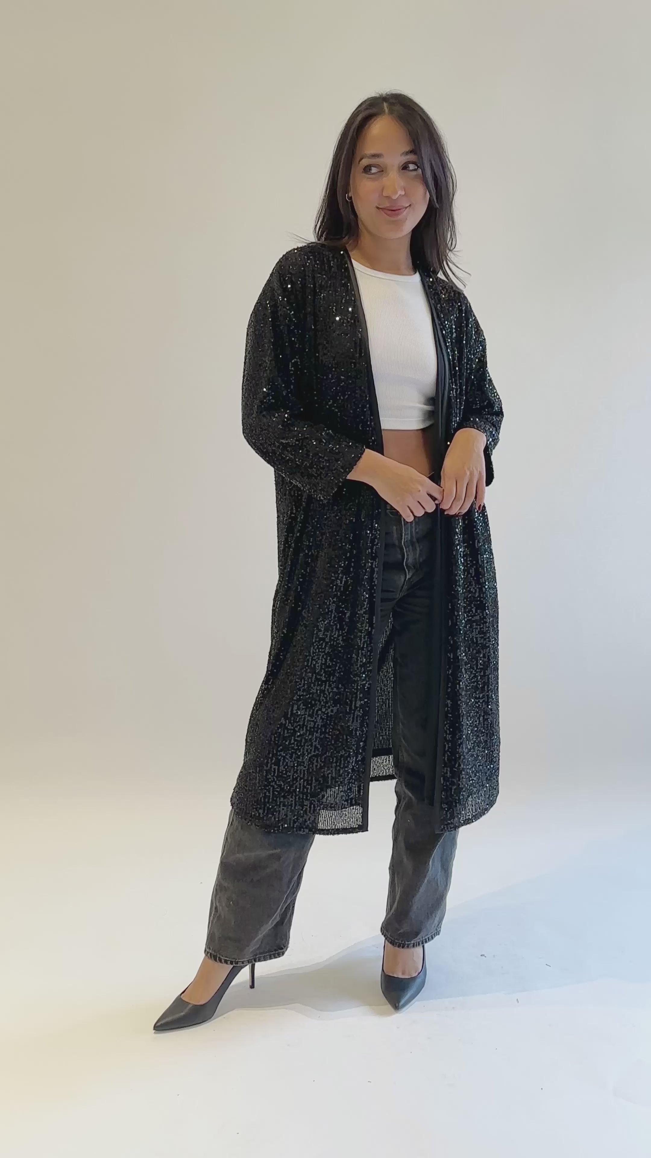 Smash + Tess Liv Sequin Duster in Evening Black