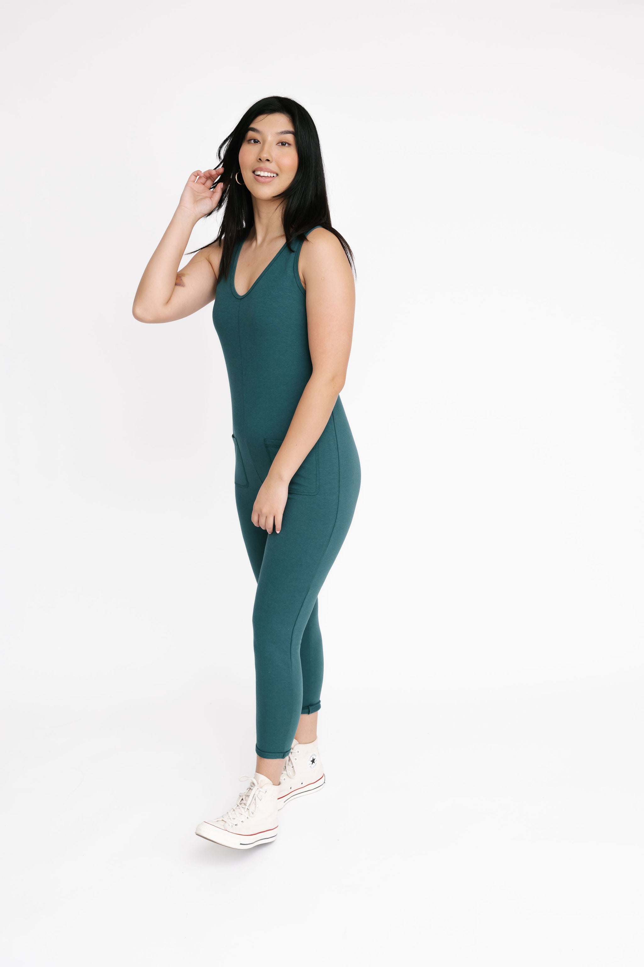Saturday Romper (Terry) in Forest Green
