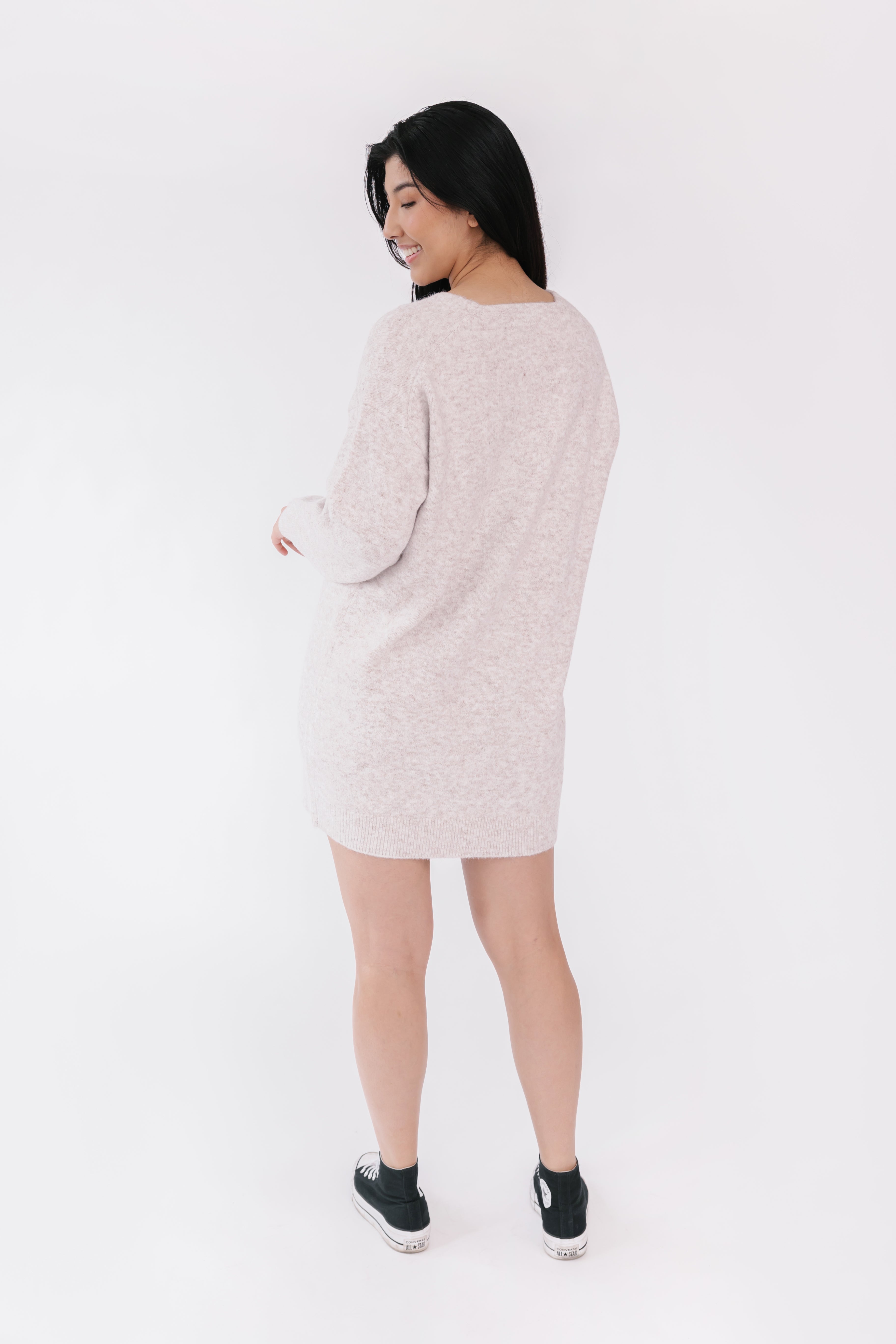 Jillian Harris and Smash + Tess Sweater Weather Mini Dress in Oatmeal